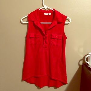 Red button up blouse size s